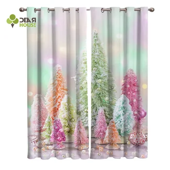 

Curtains Ice Cream Color Christmas Decor Window Curtain Living Room Bedroom Home Decoration Panel Window Treatment