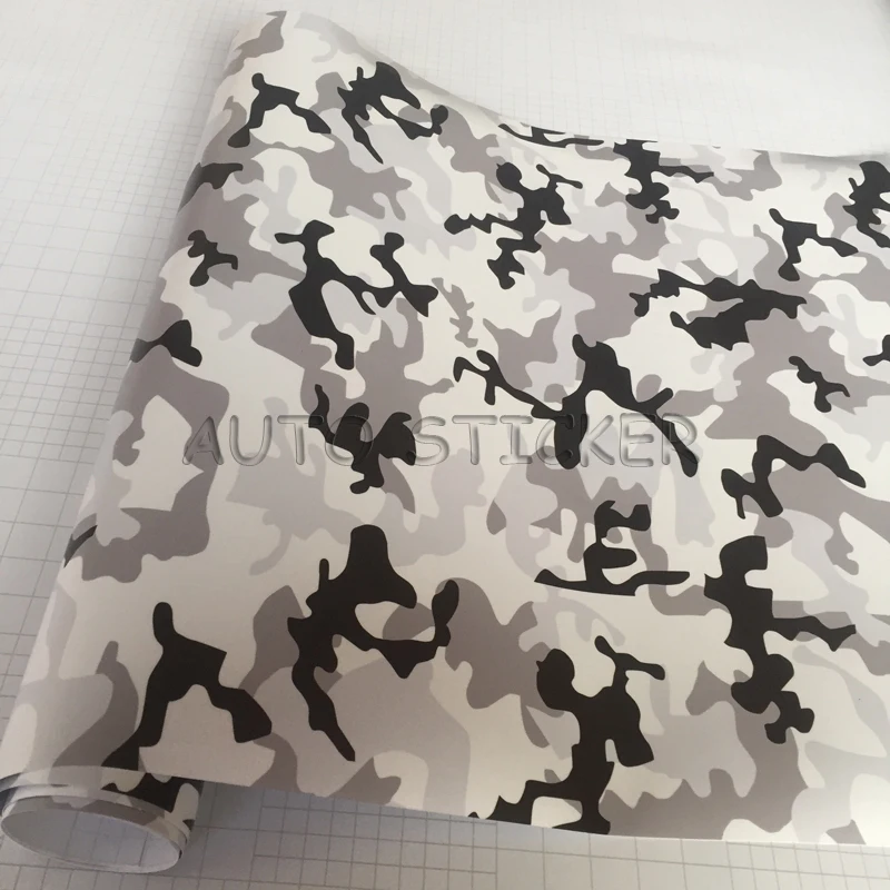 Adhesive Black gray white Snow Camo Vinyl 8