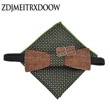 Мужские повседневные деревянные Галстуки Классические Вечерние с принтом в клетку в горошек мужской галстук для свадьбы бизнес мужской галстук запонки hanky набор