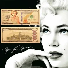Wr alta qualidade 24k banhado a ouro colorido marilyn monroe um milhão de notas de folha decoração casa luxo presentes do negócio para o amigo