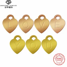 

Stainless Steel Initial Letter Pendant Enamel Heart Charms DIY Jewelry Making Accessories