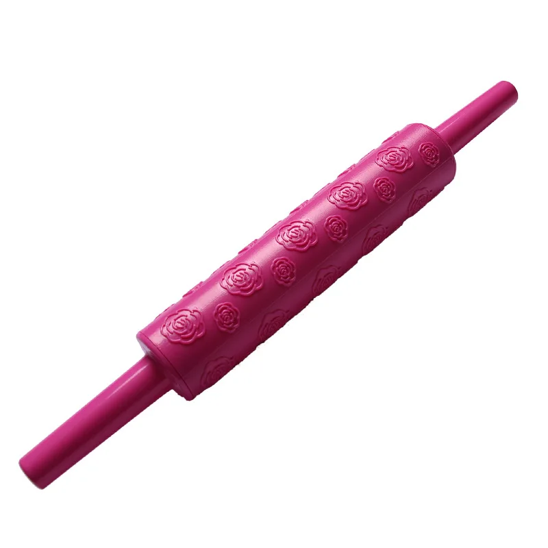 1 шт. пластиковый узор Скалка торт тиснение ролик Sugarcraft украшения Скалка кухонные инструменты для выпечки «сделай сам» - Цвет: Rose