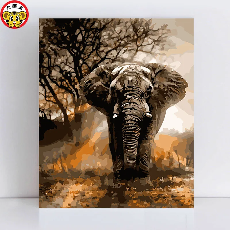 Картина по номерам художественная краска по номерам бегущая в ярости картины со слонами по номерам на холсте - Цвет: 5508