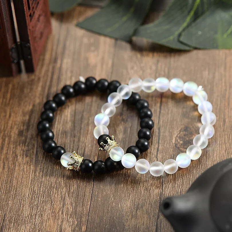 2019 Fashion couples bracelet His And Hers Jewelry 8mm Stone Beads Bracelets & Bangles King Queen Couple Bracelet for Lovers 2019 Fashion couples bracelet His And Hers Jewelry 8mm Stone Beads Bracelets & Bangles King Queen Couple Bracelet for Lovers