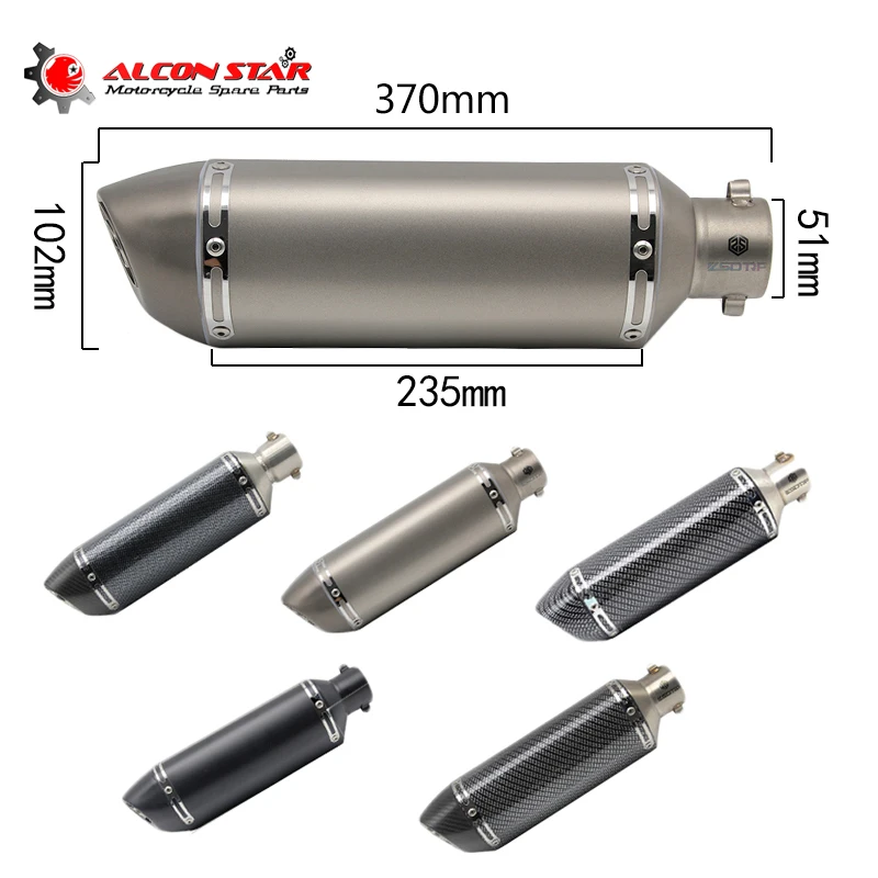 

Alconstar- 38-51mm Akrapovic Motorcycle Exhaust pipe Muffler with DB killer Racing For TRK502 CB400 XMAX 400 S1000XR CRF 250 L