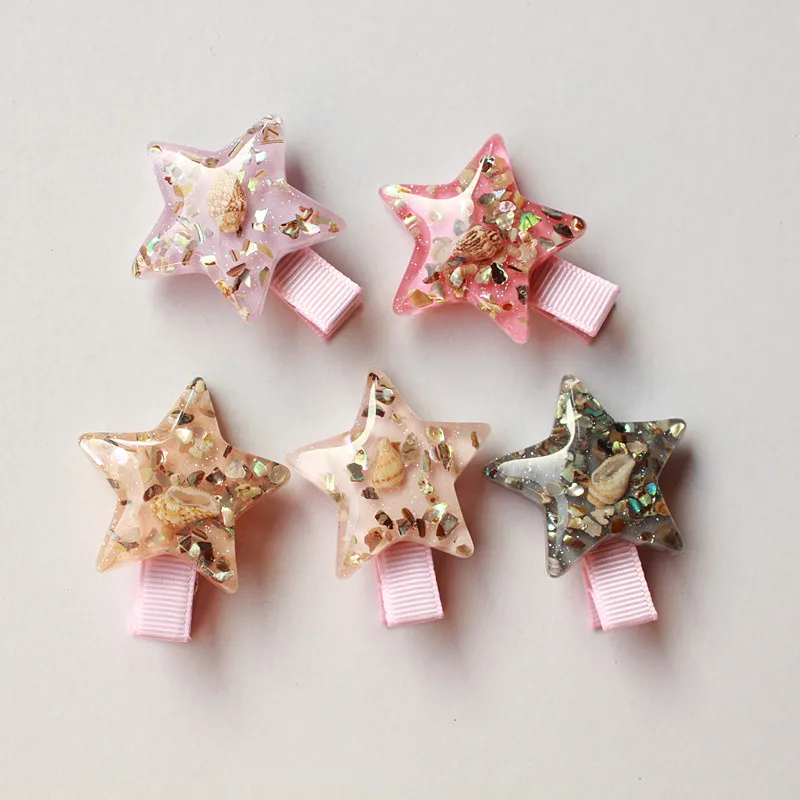 

2017 Summer Style Starfish Hair Clip Korean Shiny Girls Hair Accessories Pink Sea Star Hairpins Stars Princess Hairpin Cute