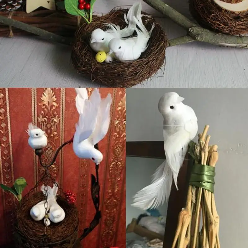 Мини искусственный карфт голуби домашний декор садовая статуя декоративная имитация голубь съемные украшения декоративные птицы