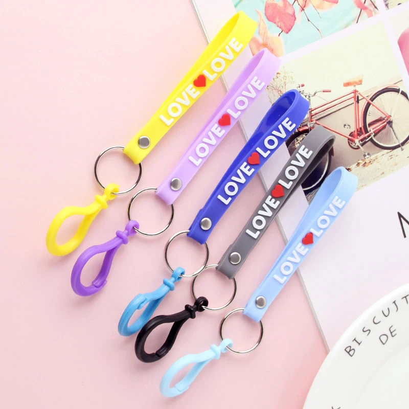 Candy Colorful Keyring Love Letter Silicone Leather Rope Heart Shaped keychain Women Men Couple Gift Bag Key Accessories Lanyard | Украшения