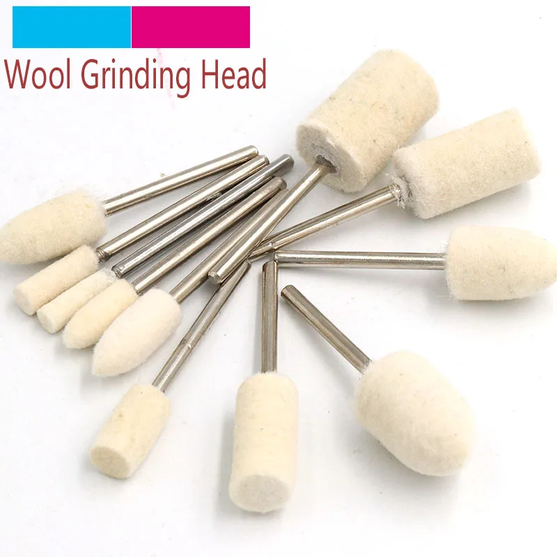 

10pcs Wool Felt Mounted Polishing High Luminance- Buff Wheel Dremel Die Grinder Drill Rotary Tools Metal Surface Buffing Bits