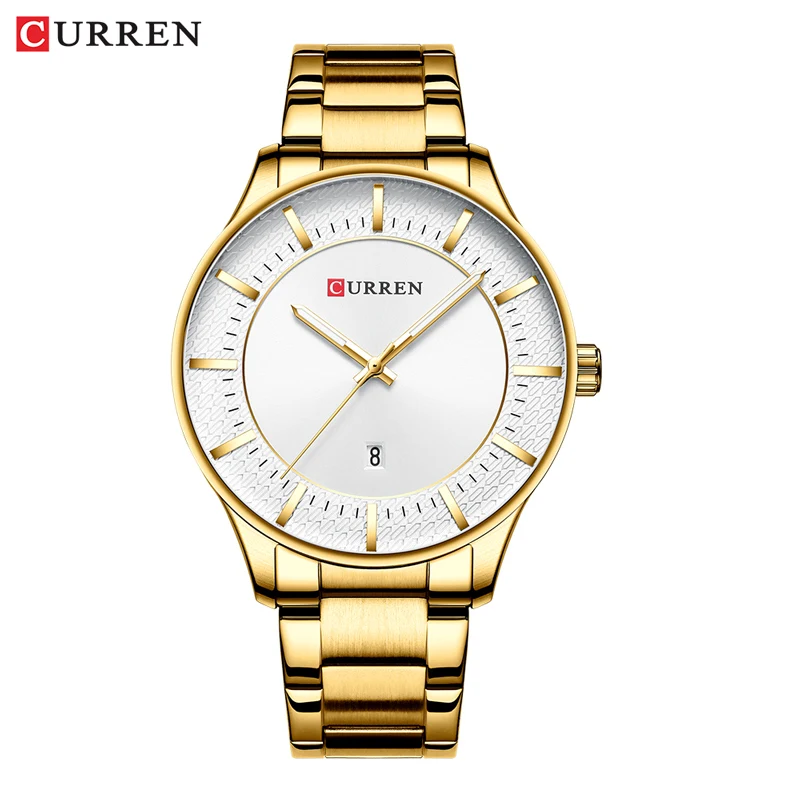 Curren Relojes Hombre Топ бренд класса люкс Бизнес водонепроницаемые часы для мужчин Дата кварцевые часы для мужчин s часы Relogio Masculino - Цвет: gold watch