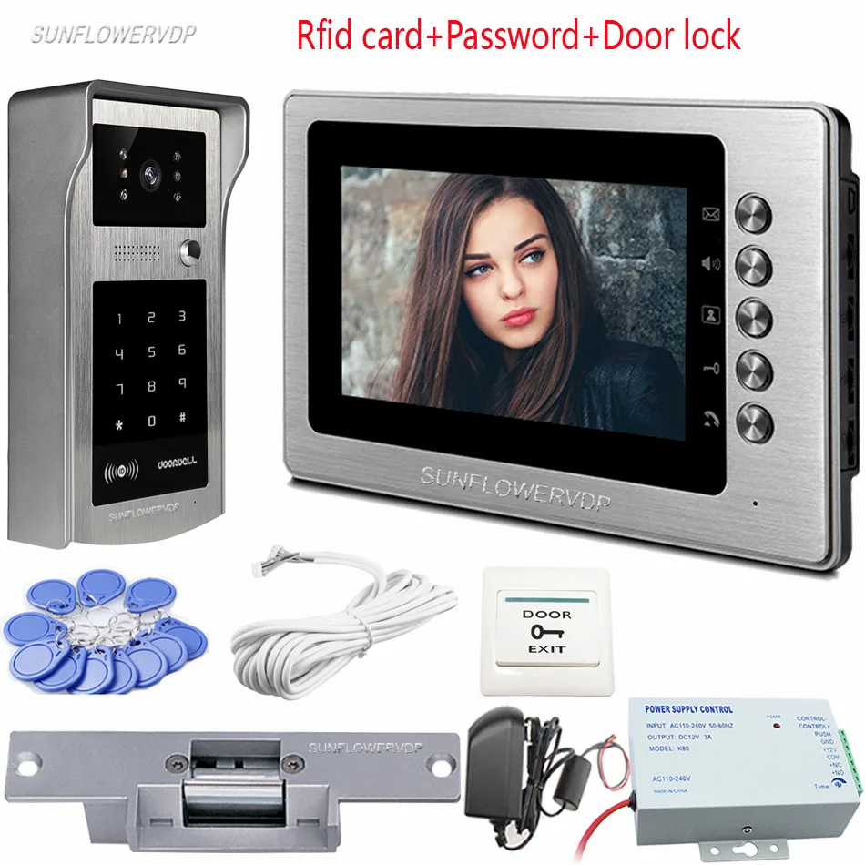Sunflowervdp Intercom Rfid Keypad Video-Eye Electronic Doorman With Camera Video Door Phone Wired With Electronic Lock System Sunflowervdp Intercom Rfid Keypad Video-Eye Electronic Doorman With Camera Video Door Phone Wired With Electronic Lock System