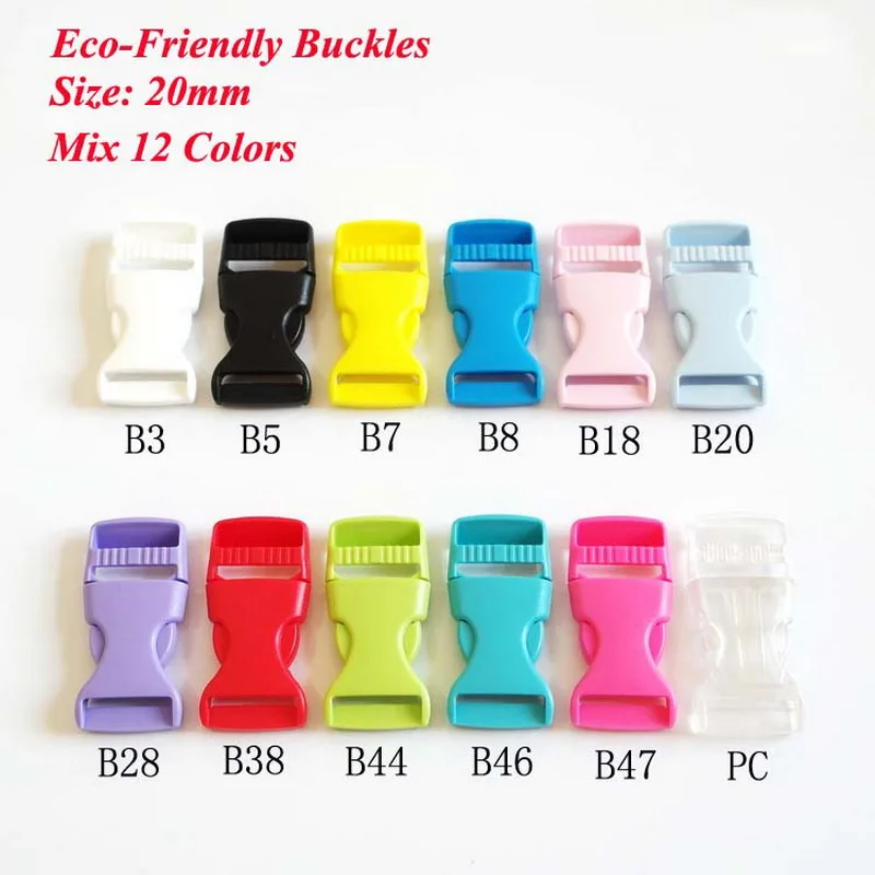 

20pcs SUTOYUEN Plastic Colorful Contoured Side Release Buckles Webbing Size 20mm For Paracord Bracelets / Backpack
