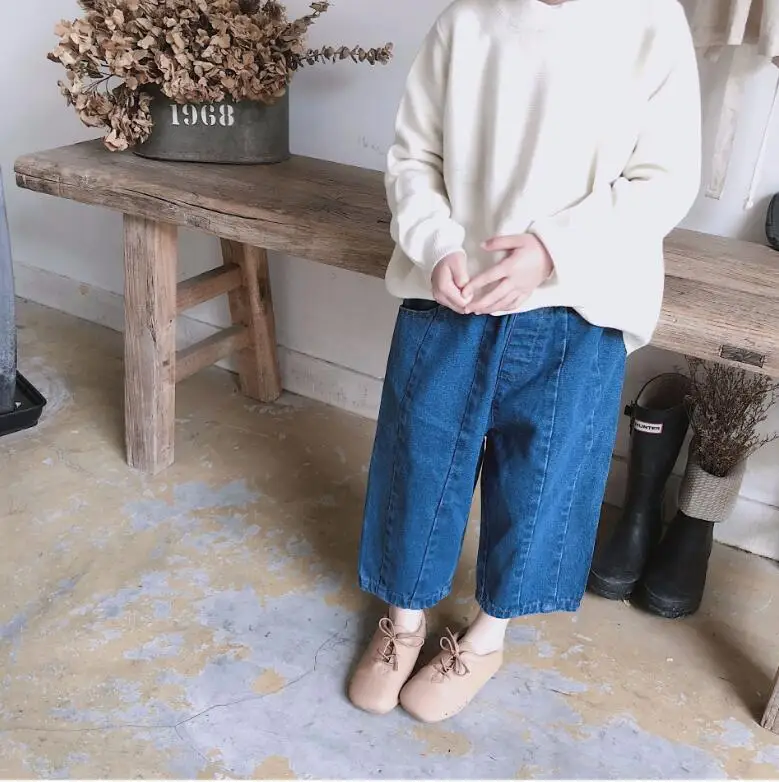 2018 korean style girls denim pants autumn baby jean pants kids trousers 