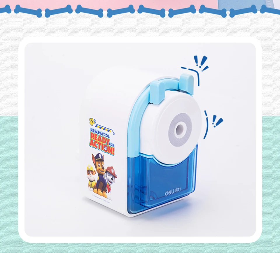 Apontador de Lápis Mecânico para a Escola do Miúdo Artigos de Papelaria Deli Filé Design Grande Capacidade Bonito Pata Patrulha Padrão Escritório Fornecimento 0862 16 pencil sharpener