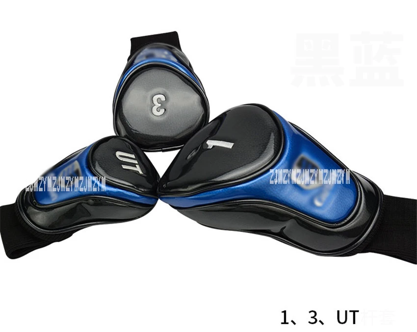 Новый толстый материал PU искусственная кожа черный скелет гольф наборы крышка головки черный/белый/розовый/синий спортивный гольф