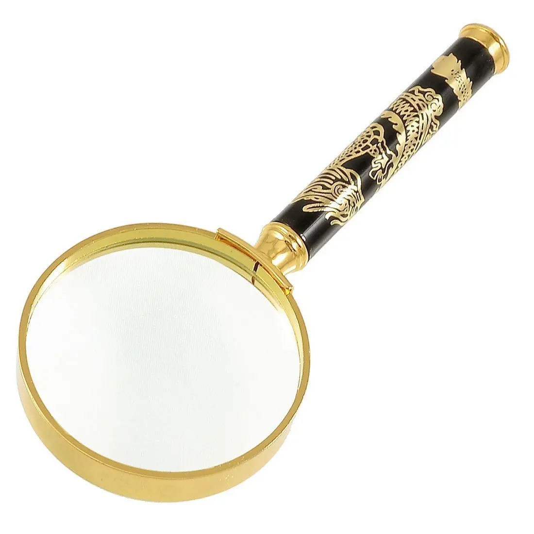 MYLB 5X Metal Frame Dragon Pattern Handle Magnifying Glass Magnifier