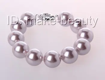 

stunning big 16mm round lavender south sea shell pearl bracelet h1642