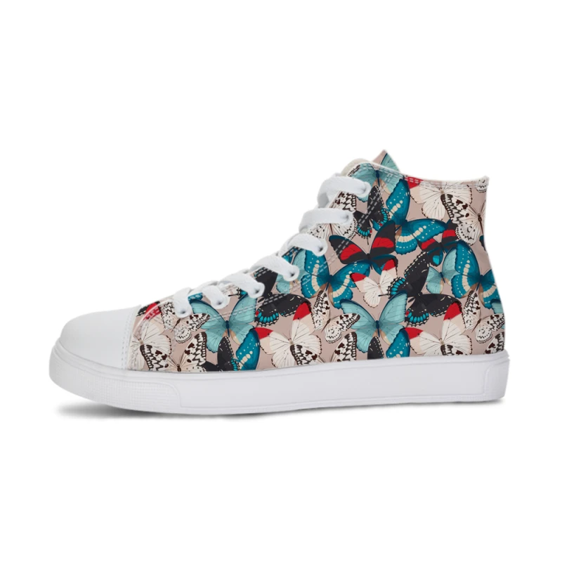 

Rose Butterfly Print Vulcanize Shoes Woman Sneakers High-top Ladies Flats Canvas Shoes Zapatillas Mujer Casual Plataforma 2019