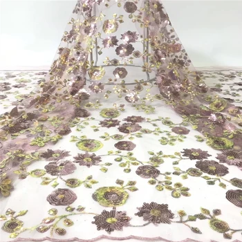

Tollola African Lace Fabric 2019 High Quality Sequins with Embroidery Nigerian Lace Fabric For Women French Mesh Lace Fabric