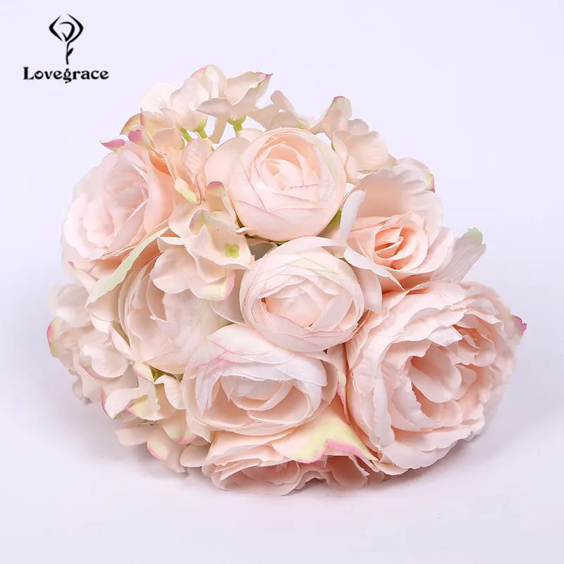wedding bouquet roses peony artificial flowers  (43)