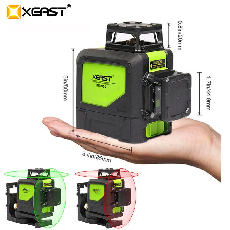 

XEAST XE-902 8 line laser level 360 Self-leveling 3D Laser Level Vertical and Horizontal Cross Super Powerful Green Laser Beam