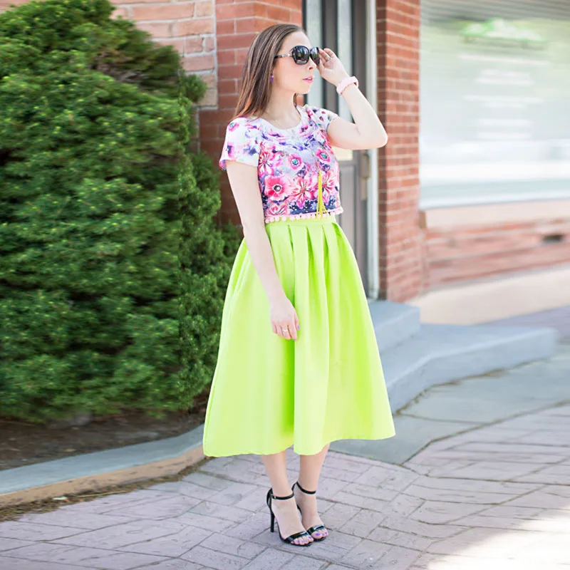 Falda plisada de satén verde limón para Mujer, falda larga plisada con hecha a medida, de verano, a la Moda, 2018-2019 - AliExpress Ropa de mujer