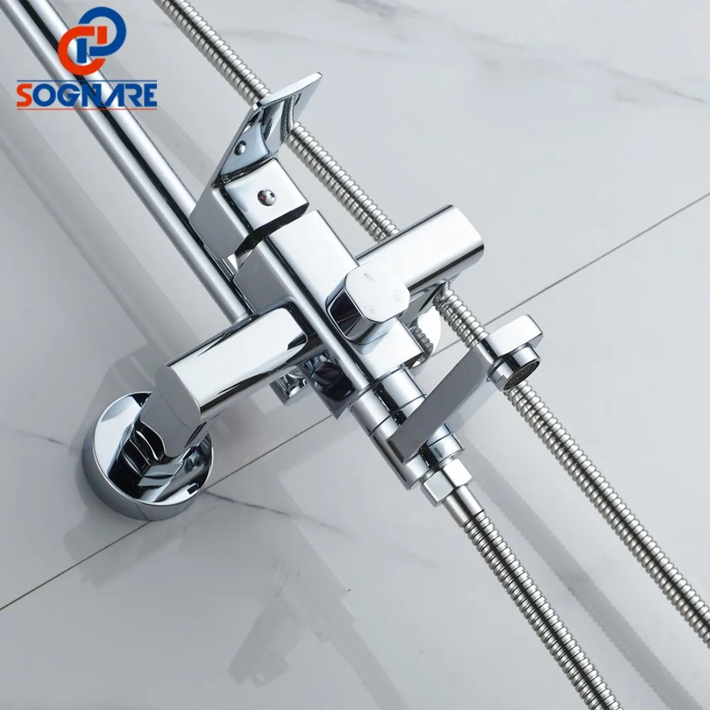 Buy SOGNARE Chrome Bathroom Rainfall Shower Faucet Set Mixer Tap With