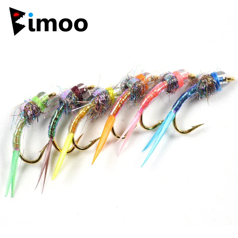 

Bimoo 12PCS #16 Hook Fly Fishing Lure Trout Blue Gill Freshwater Fishing Flies Bead Head Nymph Fly Stonefly Baits Accessory