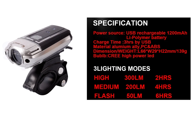 Perfect WEST BIKING Bicycle Light USB Rechargeable Headlight CREE LED Helmet Night Lighting Safety Handlebar Front Flashing Bike Light 21