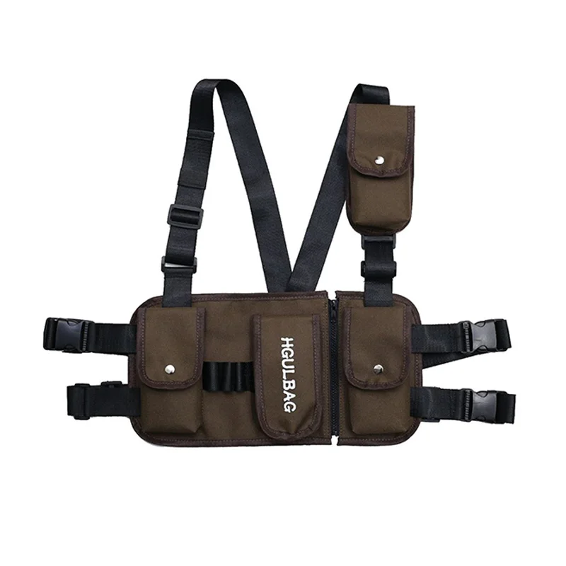 Мужская нагрудная сумка в стиле хип-хоп, уличная одежда унисекс, армейский Тактический нагрудный рюкзак - Цвет: Brown    Waist pack