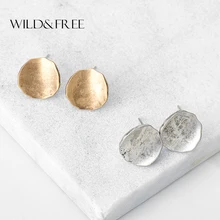 Винтажные круглые серьги-гвоздики из цинкового сплава для женщин, Ретро стиль, античный золотистый, серебристый, простой европейский стиль, серьги-гвоздики, ювелирные изделия для женщин, Brincos