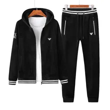 

Men's 2018 Winter Thick Keep Warm Running Sport Suit Hooded Pleuche Jogging Suit Male Sport Clothing Winter Sport Training Suit