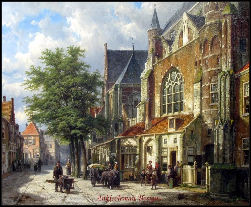 Europe painting. виллем куккук городские пейзажи. майя вронская картины акварелью. [художник хендрик ван дер порта. пейзаж старого города.