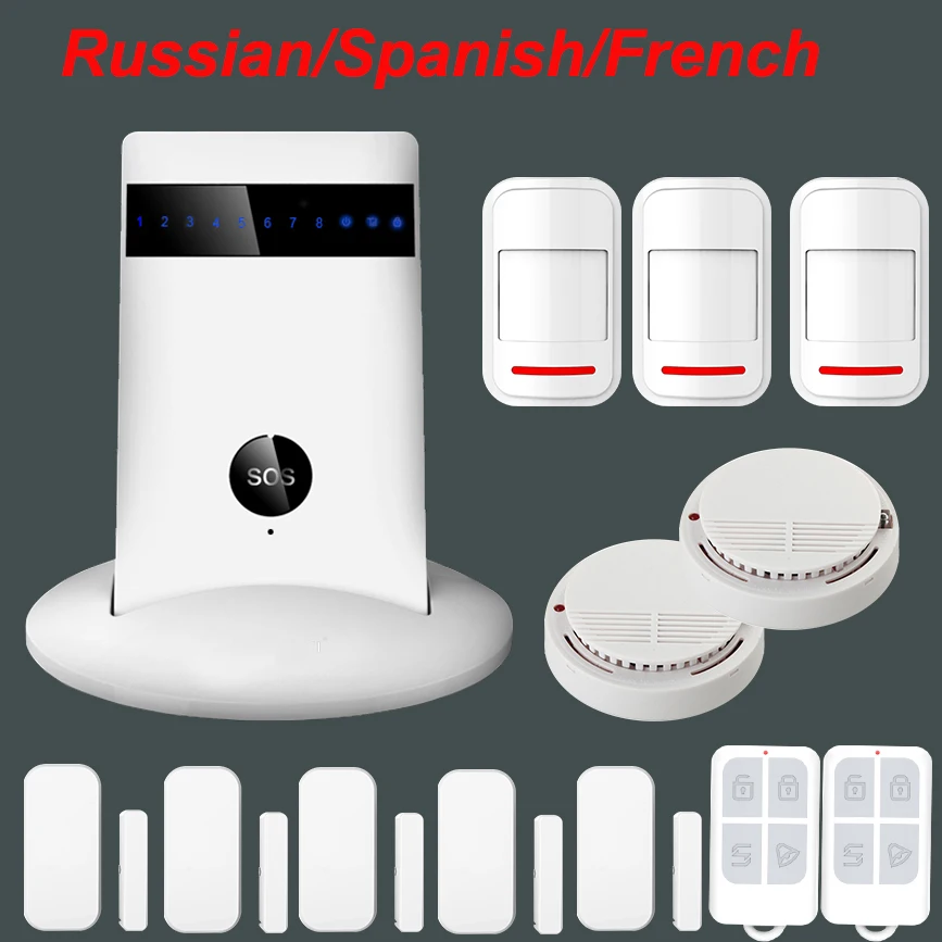 

Wireless 433MHz GSM SMS Home Burglar Security Alarm System Detector Sensor Kit with Smoke Sensor