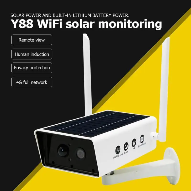 

Y88 4G SIM Card Solar IP Camera 2MP Surveillance IP67 Waterproof Camcorder
