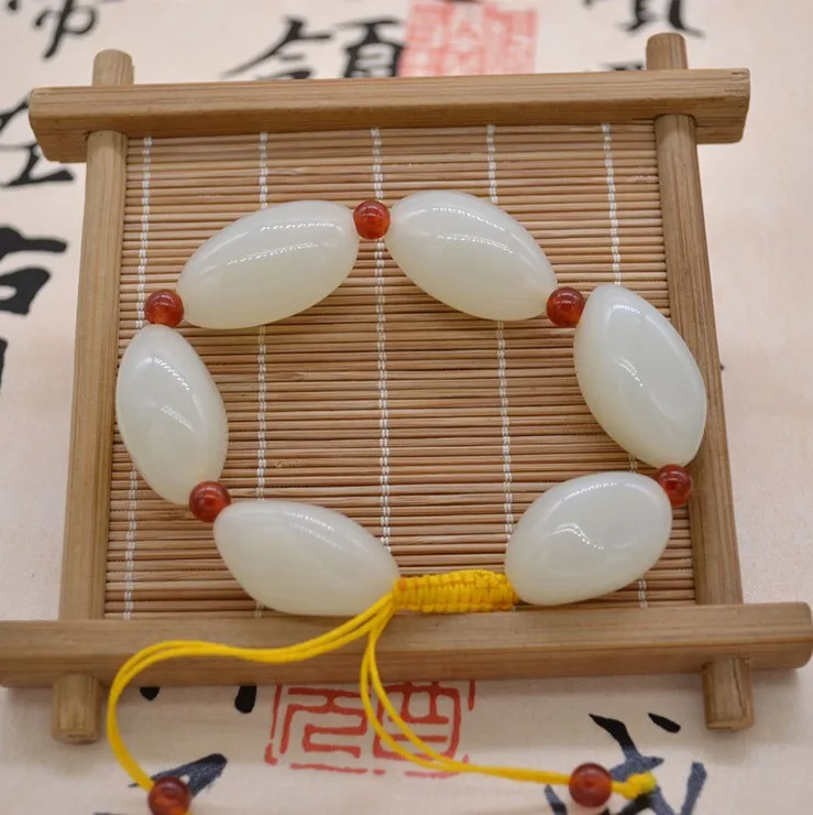 

China Hand engraving Hetian Jade white jade Handstring
