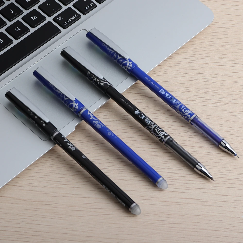 1 шт GENKKY стираемая ручка, горячая стираемая Волшебная гелевая ручка для школы, офиса, цвета чернил, черный, синий, точка письма, 0,5 мм, иглы для заправки