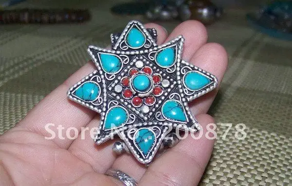 

TGB020 Tibetan silver Antiqued Buddhist Prayer box,50mm,Tibet vintage Gau star amulet pendant,Nepal crafts