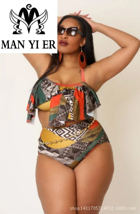 

2016 women big size Vintage high waist cut out bikini bandage plus size swimwear t bathing suit black swimsuit free shopping
