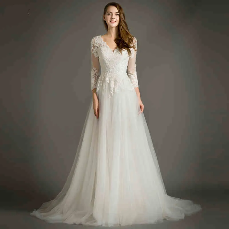 2017 Lace Simple Train Wedding Dresses High Waist Gowns Long 2017 Lace Simple Train Wedding Dresses High Waist Gowns Long Sleeve Slim Fit Dress Wed90041 In From Weddings