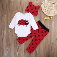  Newborn Toddler Infant Baby Boys Girls Romper Long Sleeve Tops Shirt Long Pants Hat 3PCS Outfits Set Casual Clothes 