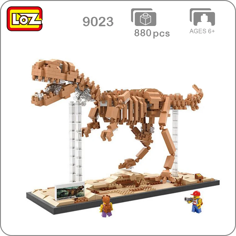 LOZ 9023 Юрского периода Tyrannosaurus Fossil скелет динозавра 3D модель DIY Nano Конструкторы