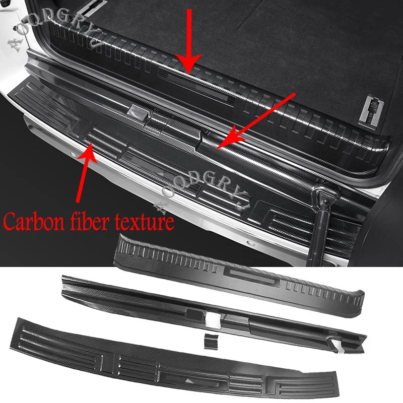 

Metal Carbon texture Rear Trunk Protector Bumper Plate Guard 3pcs For Toyota Land Cruiser Prado FJ150 7-seats 2010-1209