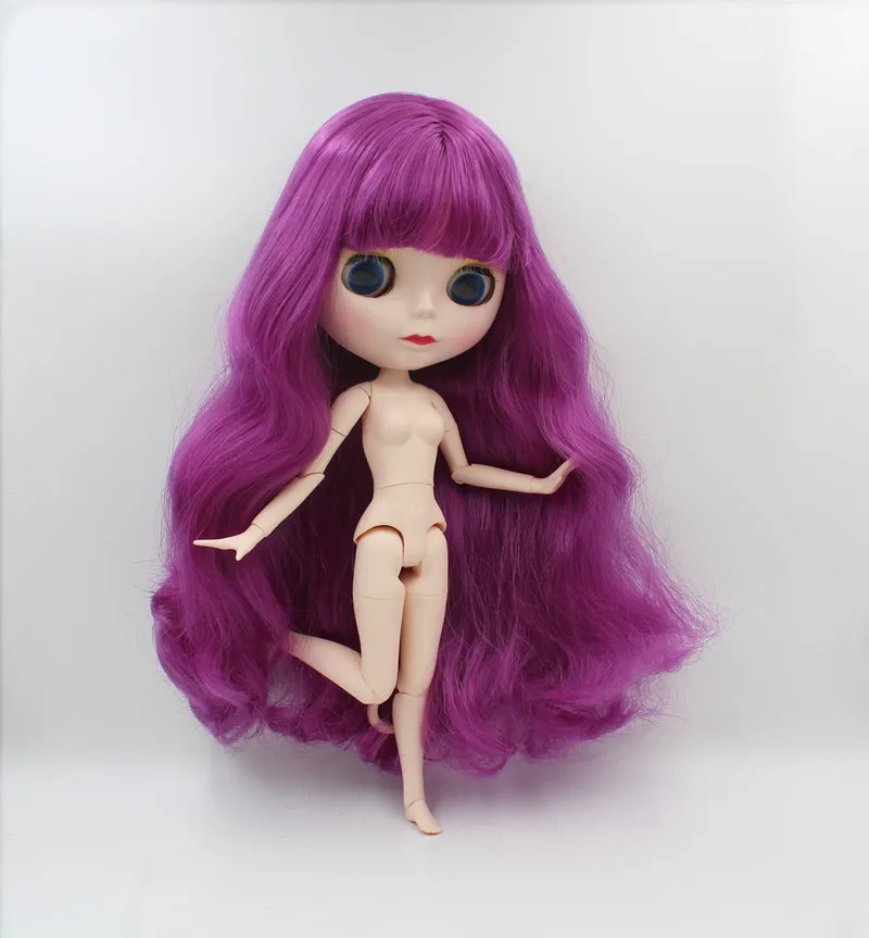 Blygirl,Blyth doll,Curly purple bangs, 1/6 nude dolls, 19 joints, a new face shell doll that can make up for her