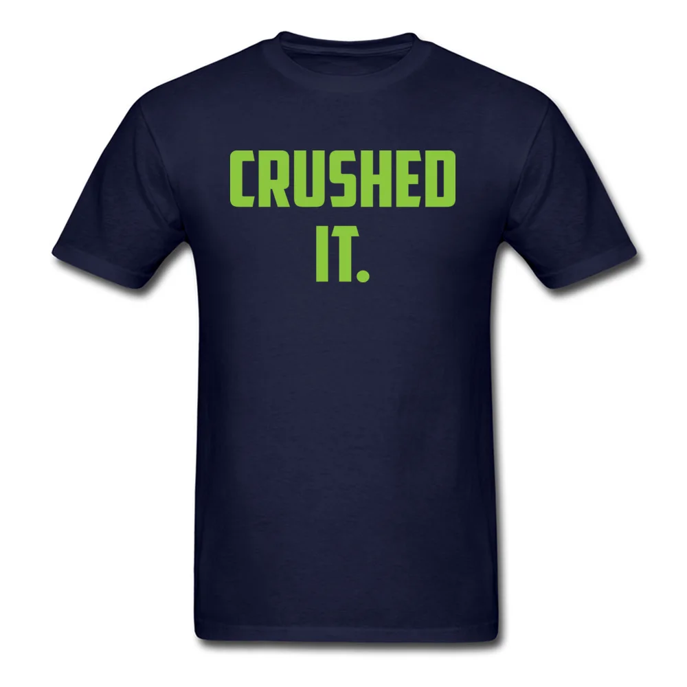 Crushed It Summer T-Shirt for Men Pure Cotton Labor Day Tops Tees Print Tee Shirt Short Sleeve Retro Round Neck Crushed It navy
