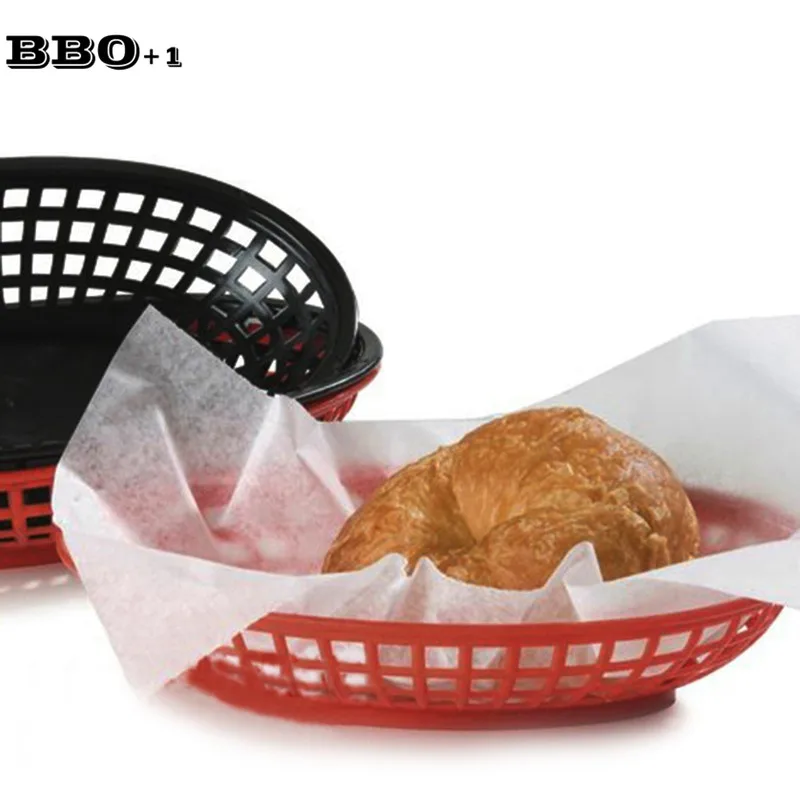 6pcs French Fries Basket Oval Plastic Fast Food Basket Picnic Plates