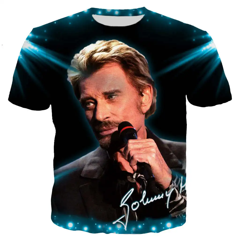 Новая крутая футболка Giant Star Johnny Hallyday для мужчин/женщин футболки с 3D принтом