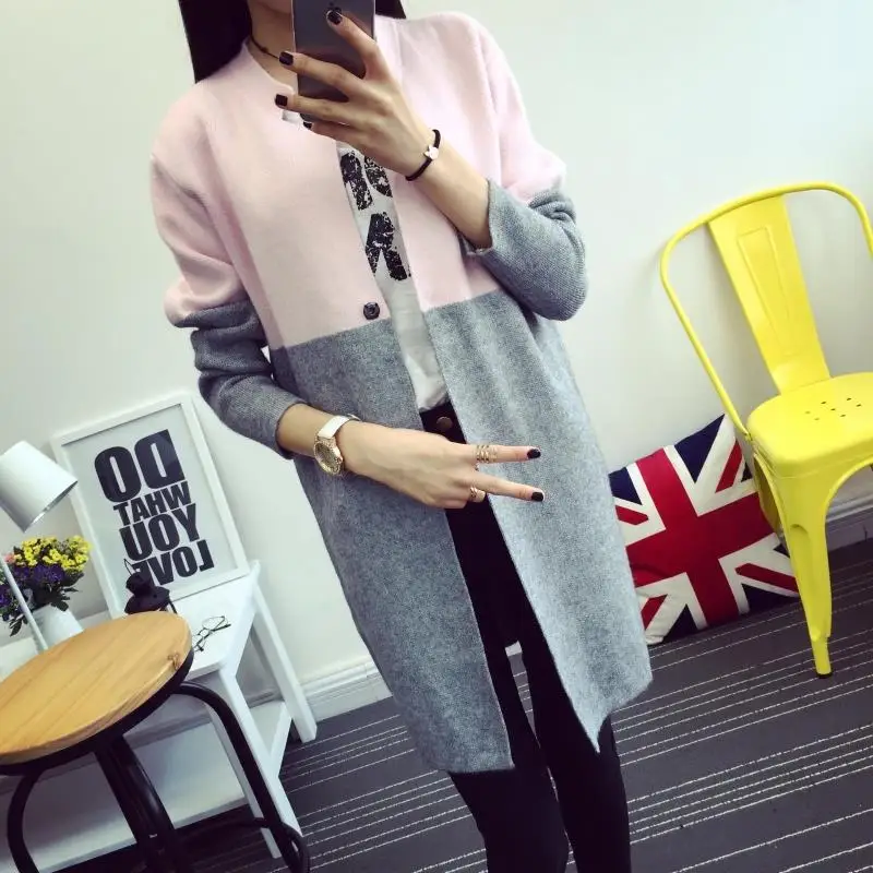 

OHCLOTHING Thickening New 2019 spring Autumn Fashion female Korean women jacket sweaters coat color in female long cardigan