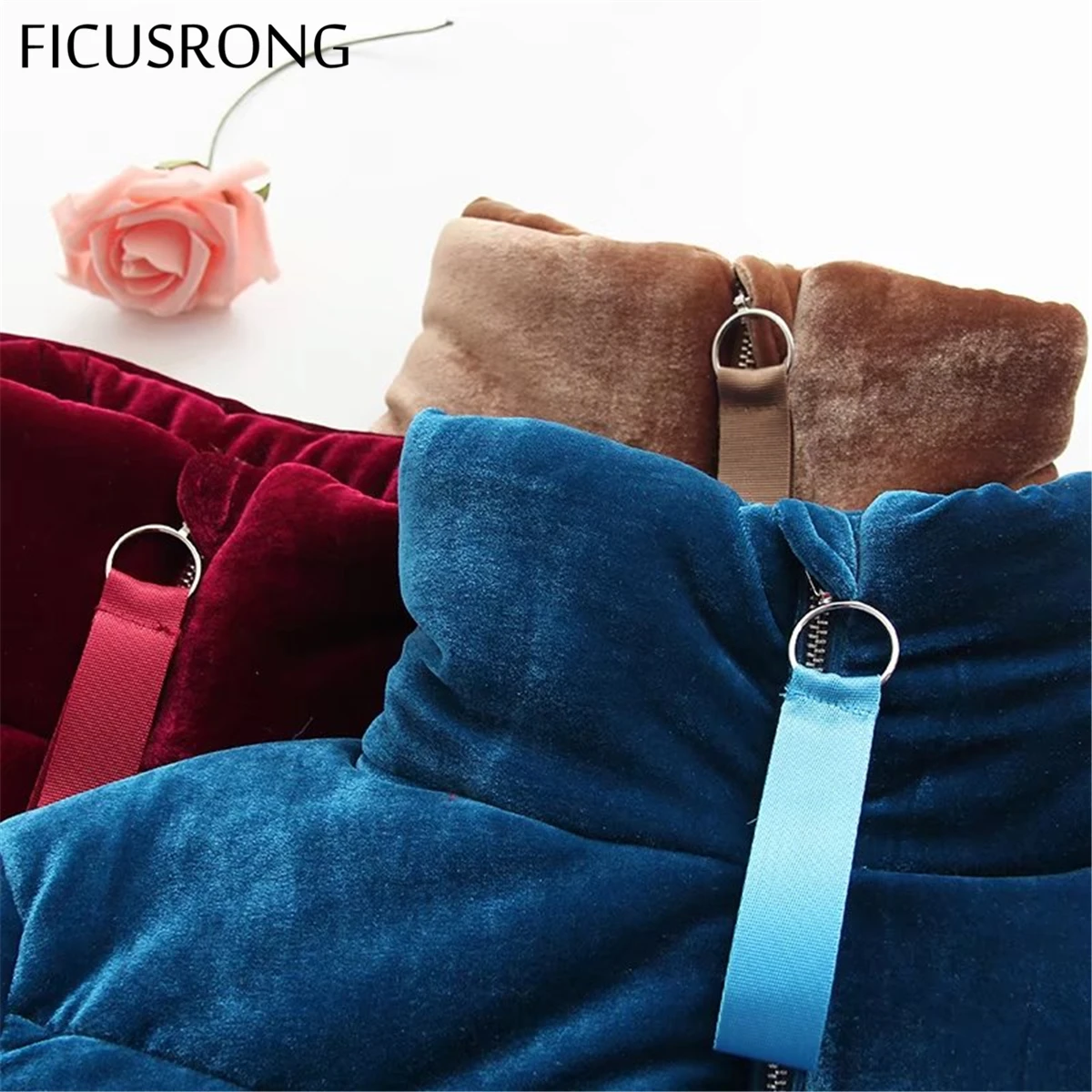 FICUSRONG Velvet cotton padded basic jacket coat Warm blue parkas jackets female 2018 new autumn winter jacket women outerwear FICUSRONG Velvet cotton padded basic jacket coat Warm blue parkas jackets female 2018 new autumn winter jacket women outerwear