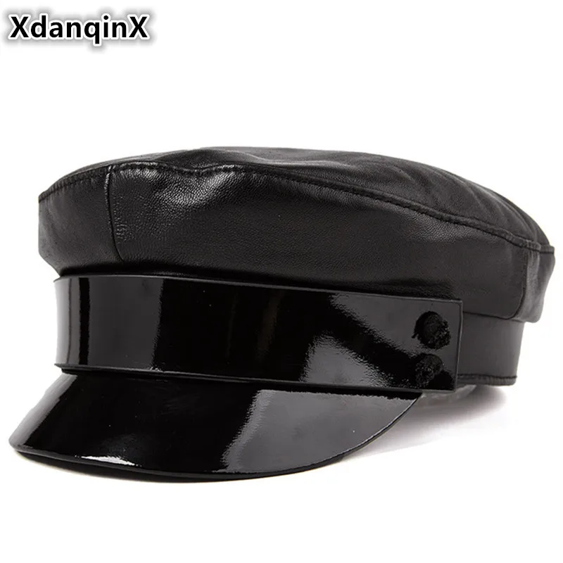 Шапка XdanqinX из натуральной кожи осенняя Женская армейская военная шапка